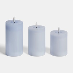 OHS LED Ribbed Candles, Powder Blue - 3 Pack - thumbnail 1