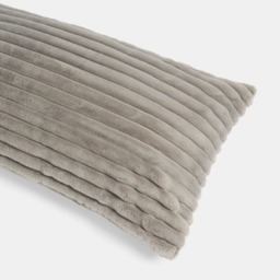 OHS Ribbed Faux Fur Bolster Pillow - Grey - thumbnail 4