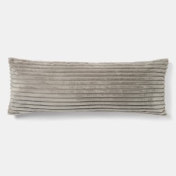 OHS Ribbed Faux Fur Bolster Pillow - Grey - thumbnail 3