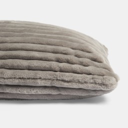 OHS Ribbed Faux Fur Bolster Pillow - Grey - thumbnail 5