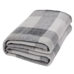 OHS Tartan Check Fleece Throw, Grey - 200 x 240cm - thumbnail 3