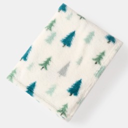 OHS Christmas Tree Print Teddy Throw - Cream - thumbnail 5