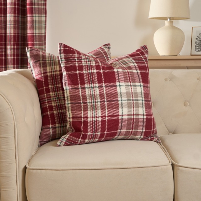 OHS Woven Check Cushion Covers - Dorset Red - image 1