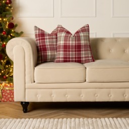 OHS Woven Check Cushion Covers - Dorset Red - thumbnail 2