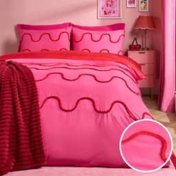 OHS Tufted Wave Duvet Set, Hot Pink/Red - Double - thumbnail 1