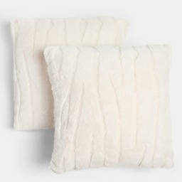 OHS 2-Pack Carved Faux Fur Cushion Covers, Stone - 45 x 45cm - thumbnail 2