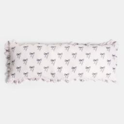 OHS Bow Print Frill Edge Bolster Pillow - Monochrome - thumbnail 3