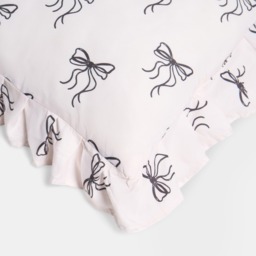 OHS Bow Print Frill Edge Bolster Pillow - Monochrome - thumbnail 5