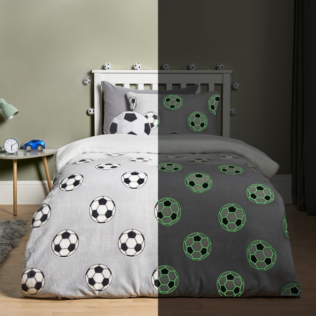 OHS Football Glow In The Dark Duvet Cover Set, Grey - Single - image 1