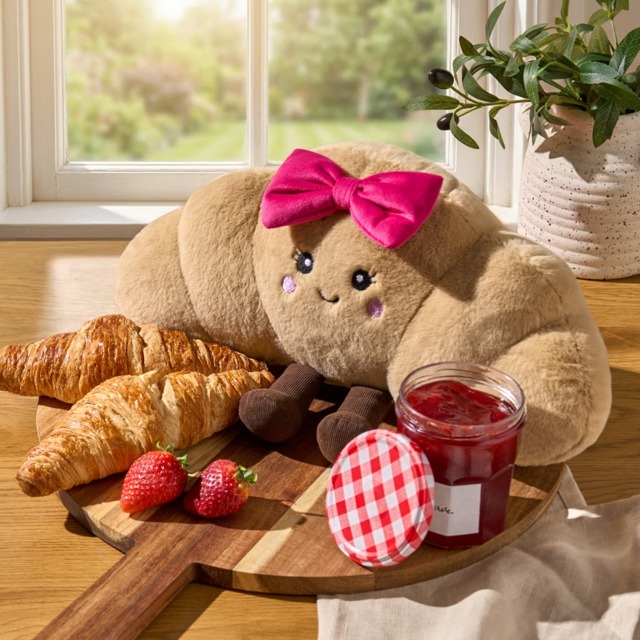 OHS Chloe The Bow Croissant Cushion - Natural/Hot Pink - image 1