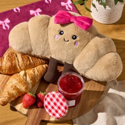 OHS Chloe The Bow Croissant Cushion - Natural/Hot Pink - thumbnail 2