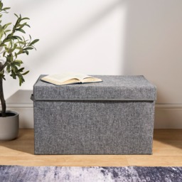 OHS Large Collapsible Storage Box With Lid - Grey - thumbnail 1