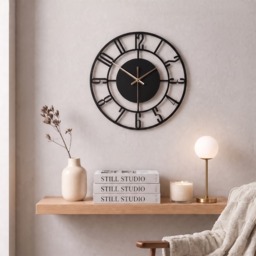 OHS Traditional Skeleton Wall Clock - Black - thumbnail 1