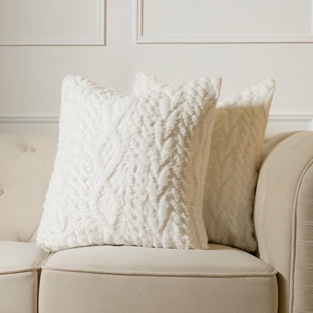 OHS 4 Pack Cable Knit Cushion Covers - Cream - image 1