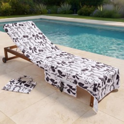 OHS Cherry Bow Print Beach Towel in a Bag - Monochrome