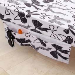 OHS Cherry Bow Print Beach Towel in a Bag - Monochrome - thumbnail 2