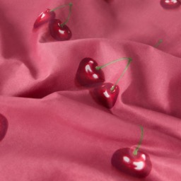 OHS Cherry Printed Frill Edge Duvet Cover Set, Burgundy/Plum - Double - thumbnail 5