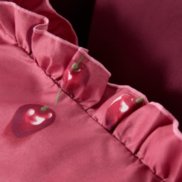 OHS Cherry Printed Frill Edge Duvet Cover Set, Burgundy/Plum - Double - thumbnail 4