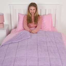 OHS Kids Teddy Fleece Weighted Blanket, Lilac - 3kg - thumbnail 1