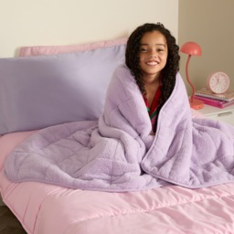 OHS Kids Teddy Fleece Weighted Blanket, Lilac - 3kg