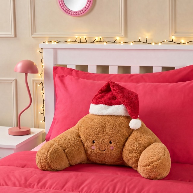 OHS Claude The Santa Croissant Cuddle Cushion - Brown - image 1