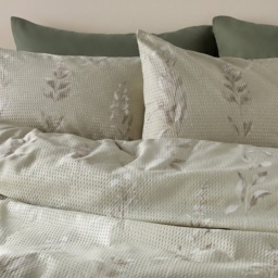 OHS Embossed Botanics Print Duvet Cover Set, Stone - Double - thumbnail 2
