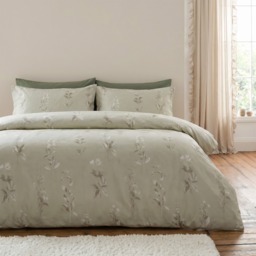 OHS Embossed Botanics Print Duvet Cover Set, Stone - Double - thumbnail 1