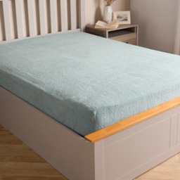 OHS Teddy Fleece Fitted Sheet, Duck Egg Blue - King - thumbnail 2