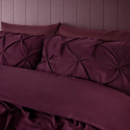 OH Diamond Pintuck Pinch Pleat Duvet Cover Set, Plum - King - thumbnail 2