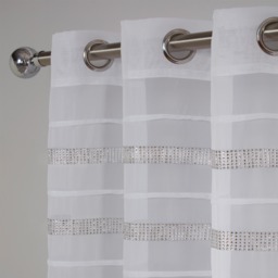 "OHS Latina Diamante Voile Net Eyelet Curtains, White - 55"" x 87""" - thumbnail 2