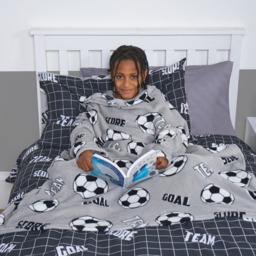 OHS Kids Football Printed Wearable Blanket - Grey - thumbnail 1
