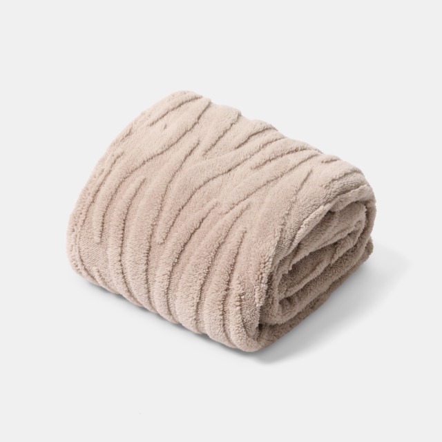 OHS Tufted Zebra Teddy Fleece Throw, Mink - 125 x 150cm - image 1