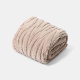 OHS Tufted Zebra Teddy Fleece Throw, Mink - 125 x 150cm