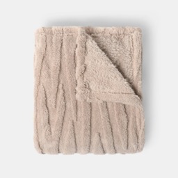 OHS Tufted Zebra Teddy Fleece Throw, Mink - 125 x 150cm - thumbnail 3