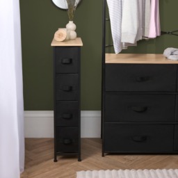 OHS Brooklyn 4 Drawer Narrow Fabric Cabinet - Black - thumbnail 2