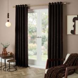 OHS Bouclé Eyelet Blackout Curtains, Brown - 66x90in