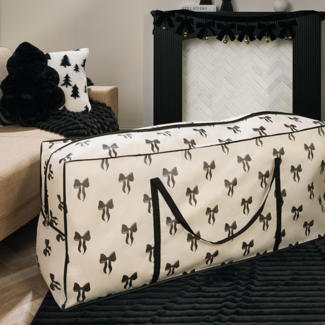 OHS Bow Print Christmas Tree Storage Bag - Monochrome - image 1