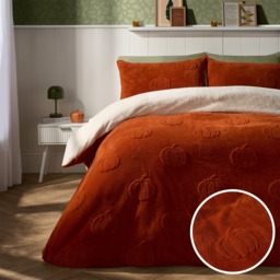 OHS Tufted Pumpkin Teddy Duvet Cover Set, Burnt Orange - Double