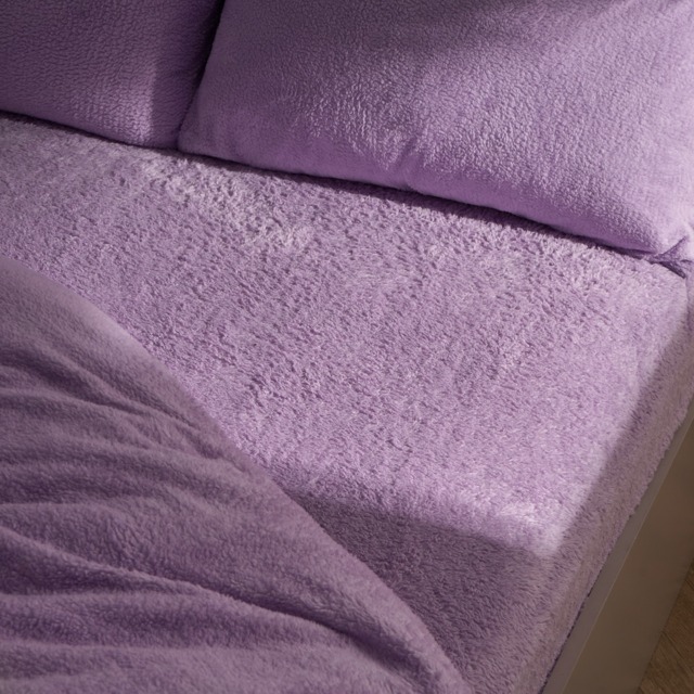OHS Teddy Fleece Fitted Sheet, Lilac - Double - image 1