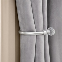 OHS 2 Pack Crystal Ball Curtain Rod Tie Backs - Silver