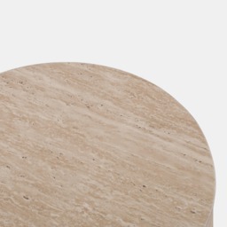 OHS Set of 2 Travertine Effect Round Side Tables - Cream - thumbnail 4
