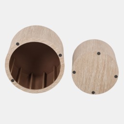 OHS Set of 2 Travertine Effect Round Side Tables - Cream - thumbnail 5
