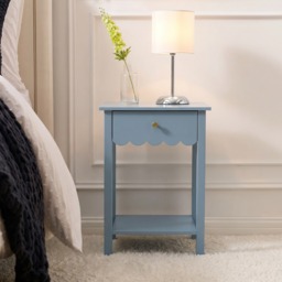 OHS Scalloped 1-Drawer Bedside Table - Blue