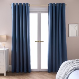 OHS Eyelet Blackout Curtains, Dark Blue - 46 x 54in - thumbnail 1