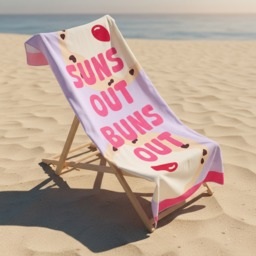 OHS Suns Out Buns Out Slogan Beach Towel - Lilac