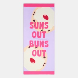 OHS Suns Out Buns Out Slogan Beach Towel - Lilac - thumbnail 3