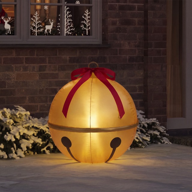 OHS Indoor/Outdoor Inflatable Hanging LED Bell Decoration - Gold - image 1