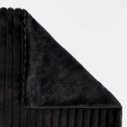 OHS Faux Fur Thick Ribbed Throw, Black - 200 x 240cm - thumbnail 4
