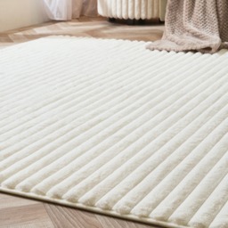 OHS Faux Fur Ribbed Rug, Cream - 160 x 230cm - thumbnail 4