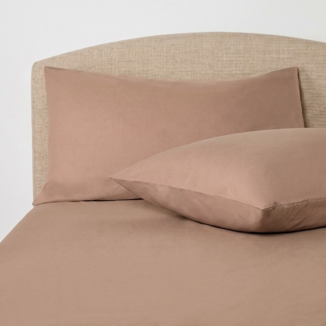 OHS 2 Pack Polycotton Housewife Pillowcases - Natural - image 1